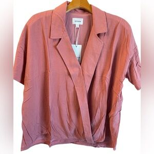 Heyson Women's Warm Pink Faux Wrap Shirt